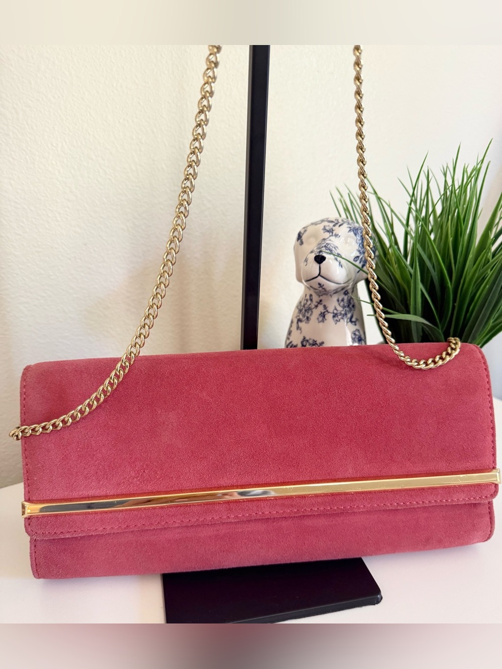 Talbots Coral Suede Clutch/Shoulder Bag